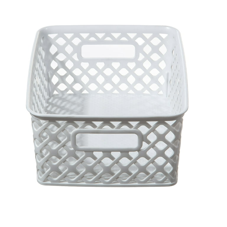 Mainstays Small Plastic Decorative Basket, Set of 4, Arctic White, Size: Large