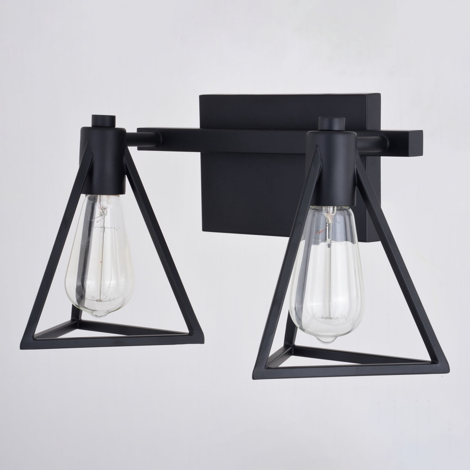 Ravenna 2 Light Matte Black Bathroom Vanity Fixture Metal Cage Shade, LED Compatible