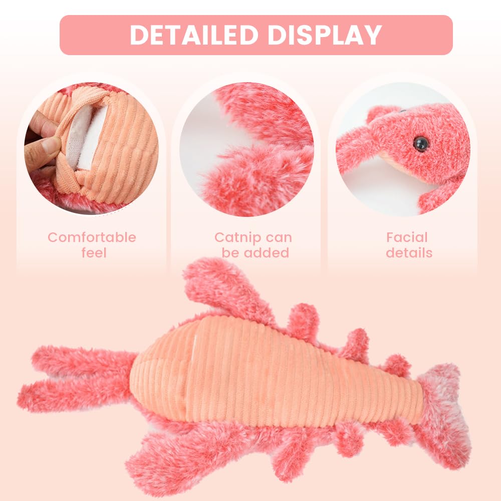 Floppy Lobster Interactive Dog Toy, 2025 Upgrade Calming Dog Toys for Small Dogs Puppy Toys for Chewing Teething, Funny Moving Dog Toys That Make Noise Chew Toys Plush Pet Toys
