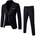 thumbnail image 1 of Men's 3-piece slim fit suit set one-button solid jacket vest pants business set, 1 of 1