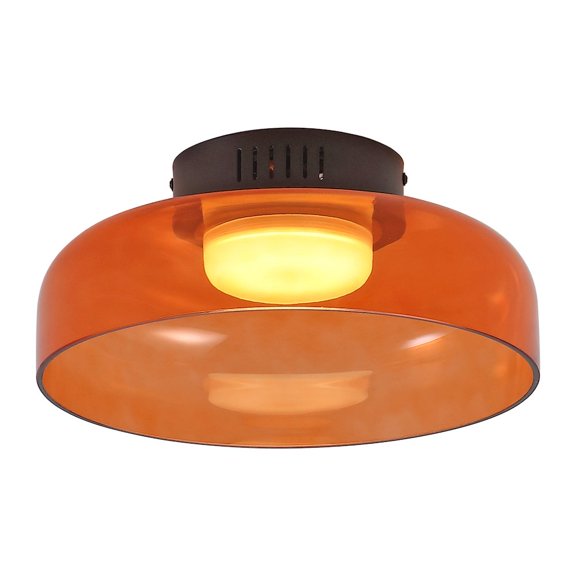 Jonathan Y 12" Minimalist Iron/Glass Dimmable Integrated LED Flush Mount, Orange/Black