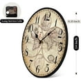 thumbnail image 2 of 14 Inch Retro Vintage French Country Style Round Wooden Wall Clock Silent Battery Operated Non-Ticking Decorative Clock for Kitchen Farmhouse Bedroom Home Wall, 2 of 8
