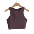 thumbnail image 3 of MEZZALL Girls Sleeveless Crop Tops Double Layer Scoop Neck Cropped Tank Tops Lovely Toddler Dailywear, Brown, 11-12 Years, 3 of 3