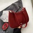 thumbnail image 4 of Bolso bandolera de cuero PU a la moda, bolsos diarios vintage de Color sólido para mujer (rojo vino), 4 of 8