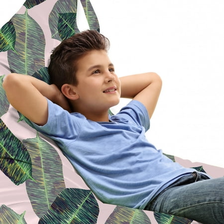 

Leaves Lounger Chair Bag Colorful Abstract Hatched Style Leaves Repetition Tropical Illustration High Capacity Storage with Handle Container Lounger Size Pale Pink Multicolor by Ambesonne
