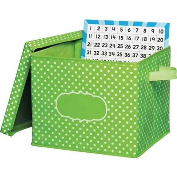 Lime Dots Storage Bin with Lid, Pack of 2