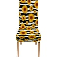 thumbnail image 2 of Sunflower Chair Cover Set 6 Pattern of Sunflowers on a Striped Black and White Wrapping Paper Summer Print Chair Covers Removable Chair Slipcovers for Weeding Banquet Party, 2 of 2