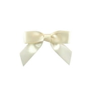 The Ribbon Roll - T5171-81003-2X1, Satin Twist Tie Bows - Small Bows, Ivory, 5/8 Inch, 100 Pieces