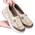 thumbnail image 5 of Gpaecead Women's Knit Flats Breathable Mesh Hollow Slip On Soft Sole Lightweight Comfortable Casual Walking Shoes For Daily Khaki, 5 of 7
