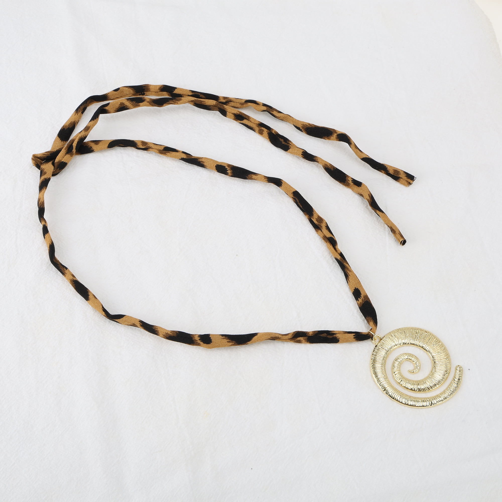 Unique Bargains Stylish Scarf Necklace with Charm Adjustable Tie 1 Pc [Seashell]