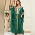thumbnail image 4 of IBTOM CASTLE Women Muslim Dress Batwing Sleeve Embroidered Abaya Kaftans Modern Elegant Dubai Moroccan Islamic Dresses One Size Green, 4 of 8
