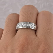 Newshe Mens wedding Bands 925 Sterling Silver Men Rings Wedding Band for Him 1ct Round Cubic Zirconia Promise Rings For Him Size 9