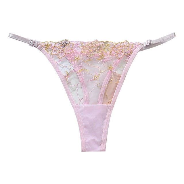 Culottes String Séduisantes en Maille Creuse Brodée Grande Taille pour Femmes