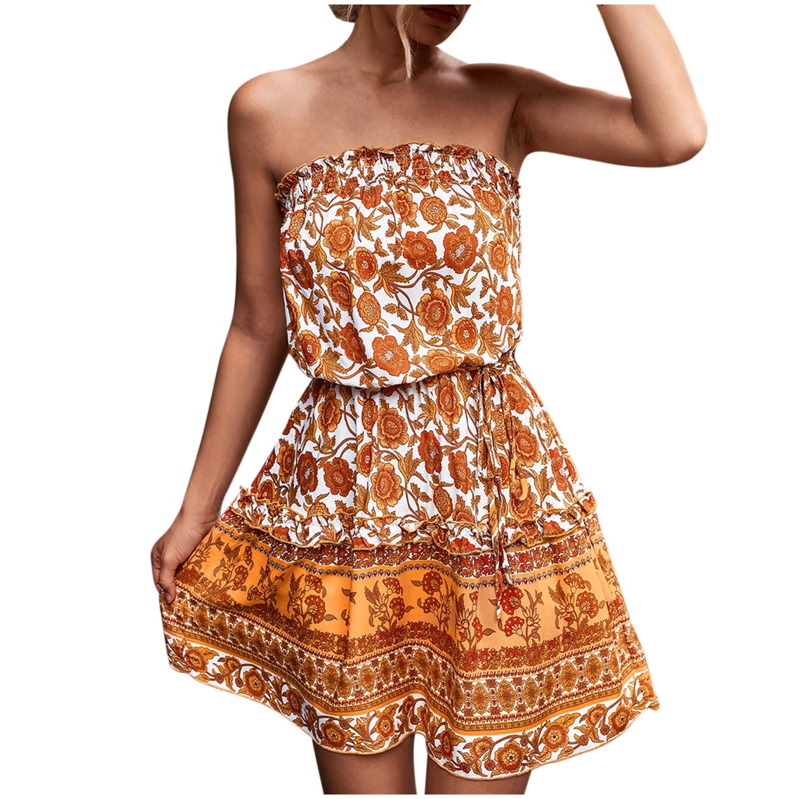 bandeau fit and flare dress