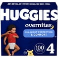 thumbnail image 1 of Pañales HUGGIES Overnites, talla 4, para bebés de 22 a 37 libras, 100 unidades, 1 of 9