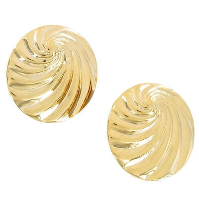 Large Gold Tone Button Cover Pair Faux Cufflinks Swirled Button
