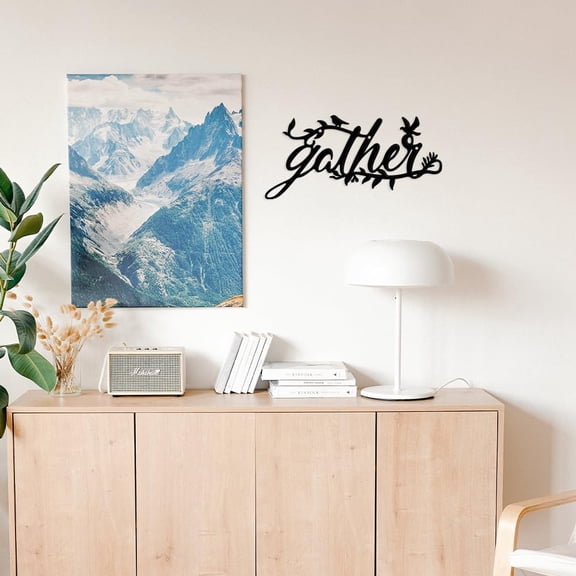 Gather Metal Wall Art Decor Matte Style Wall Hanging Decor Silhouette Wall Art for Home Garden Hotel Office Wall Festival Decoration Gift 11.81×5.59 Inch Metal Black