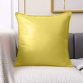 thumbnail image 4 of Dtchengua Modern Solid Color Throw Pillow - Faux Leather Decorative Pillow for Sofa & Bed, Mid-Century Style Accent Cushion, 18x18 Inch, Easy to Clean(Yellow), 4 of 6