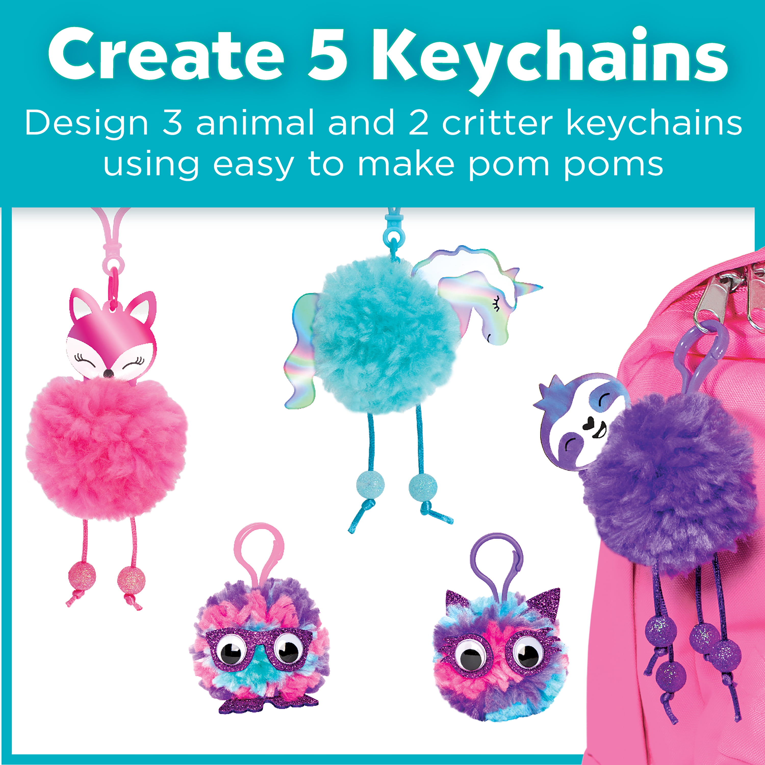 DIY Animal Pom Pom Keychains