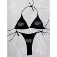 thumbnail image 3 of Traje de baño de playa punk para mujer de los años 2000, ropa gótica, traje de baño BRAT con estampado de diamantes de imitación, bikini grunge, trajes de baño Y2K con cordones, 3 of 4