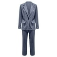 thumbnail image 3 of Rovga Women Sets Outfits 2PCS Lapels Suit Set Office Business Long Sleeve Button Formal Jacket + Pants Suit Slim Loose Trouser Suit Top Pants Clothes Sets Dailywear, 3 of 8