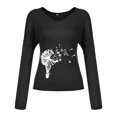 thumbnail image 3 of Haut Ample pour Femmes Col Rond Imprimé Manches Longues Polyester Mélange (Noir, TG), 3 of 4