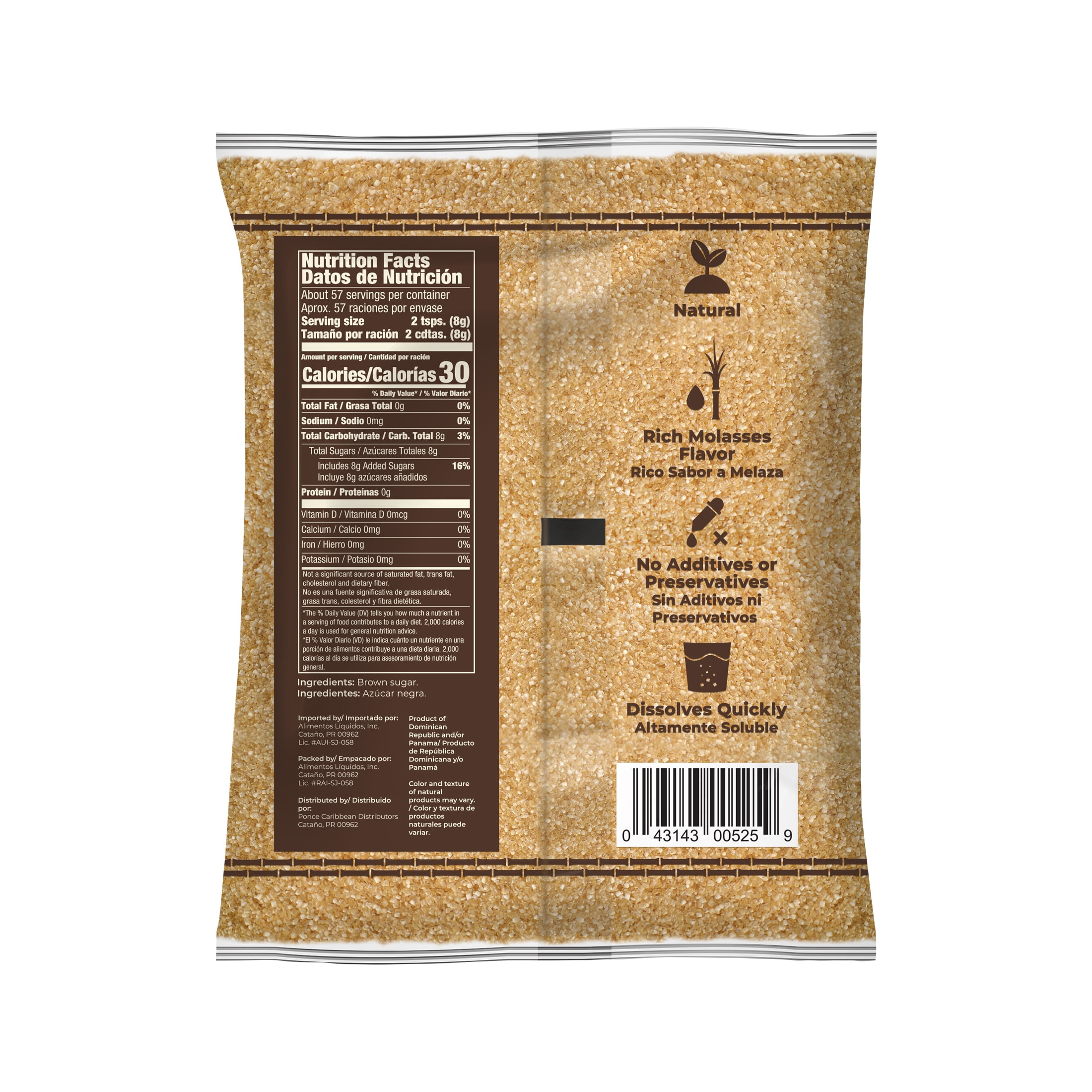 Dulce Cana Pure Cane Brown Sugar, 1lb (454g), No Additives or Preservatives, Allergen-Free
