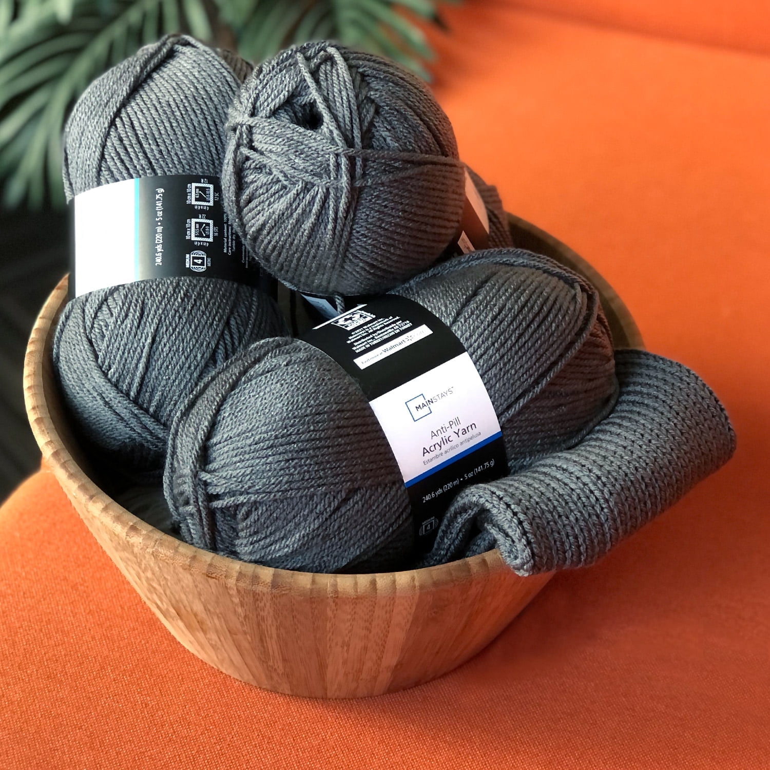 Mainstays Anti-Pill Acrylic Yarn, 5 oz, Charcoal