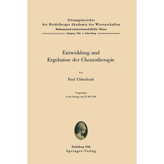 Entwicklung Und Ergebnisse Der Chemotherapie, (Paperback)
