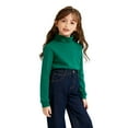 thumbnail image 2 of LYHao Girls Long Sleeve Turtleneck Top Winter Warm Kids Layering Shirt Soft Comfortable Basic Tee For Children Girls Everyday Wear Sizes 3-4 years(Green), 2 of 4