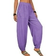 thumbnail image 4 of Cilcicy Cotton Linen Lounge Elastic Waist Women Harlan Pants, 4 of 4