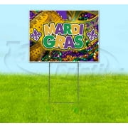 Mardi Gras (18" x 24") Yard Sign, Includes Metal Step Stake