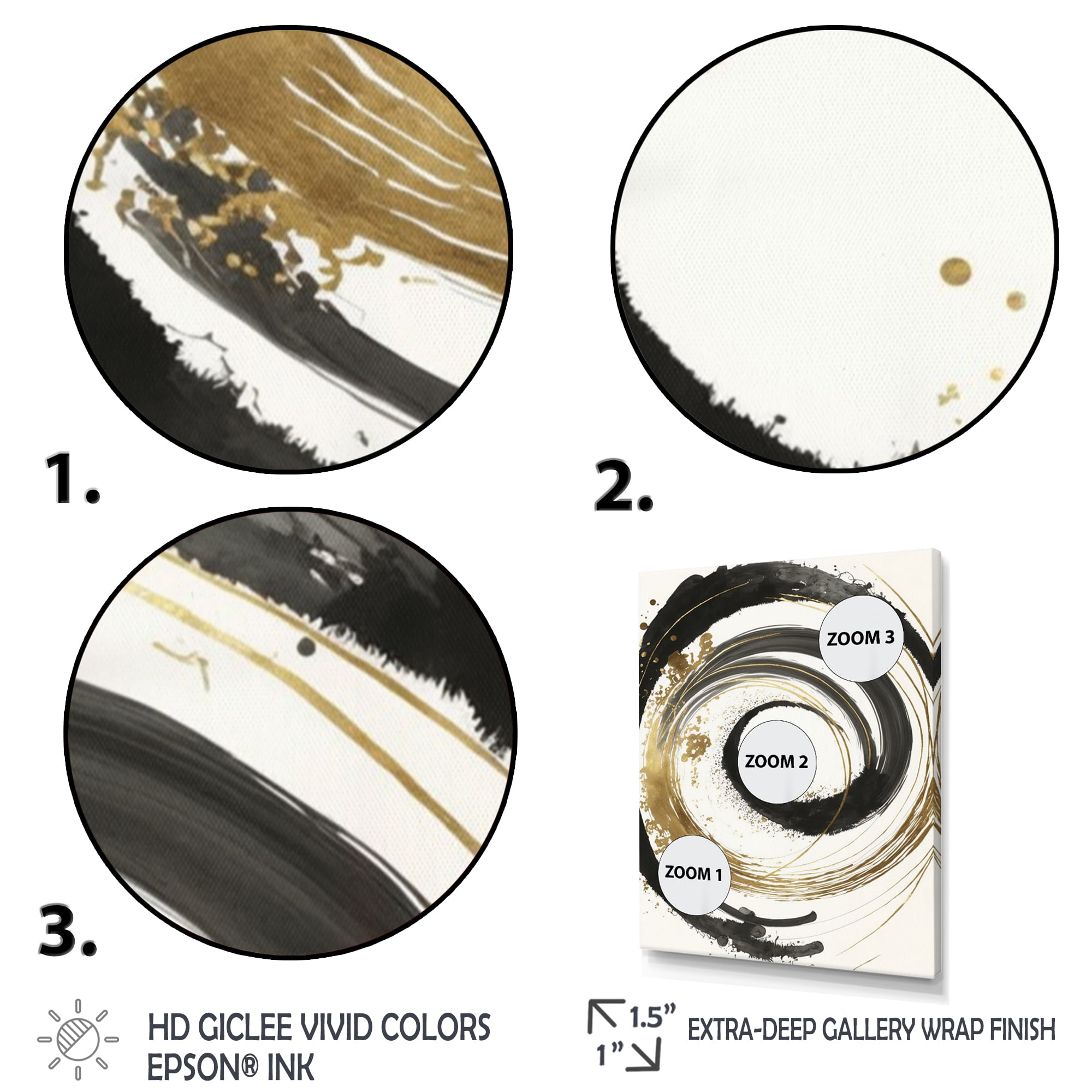 Designart Black And Gold Curves IV Canvas Wall Art