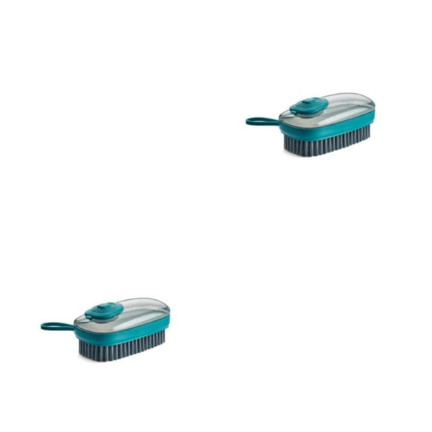 Injueey Cepillo de limpieza Ropa Zapatos Herramienta de limpieza doméstica Dispensador de jabón líquido portátil Cepillos de lavandería Verde negruzco 2piezas
