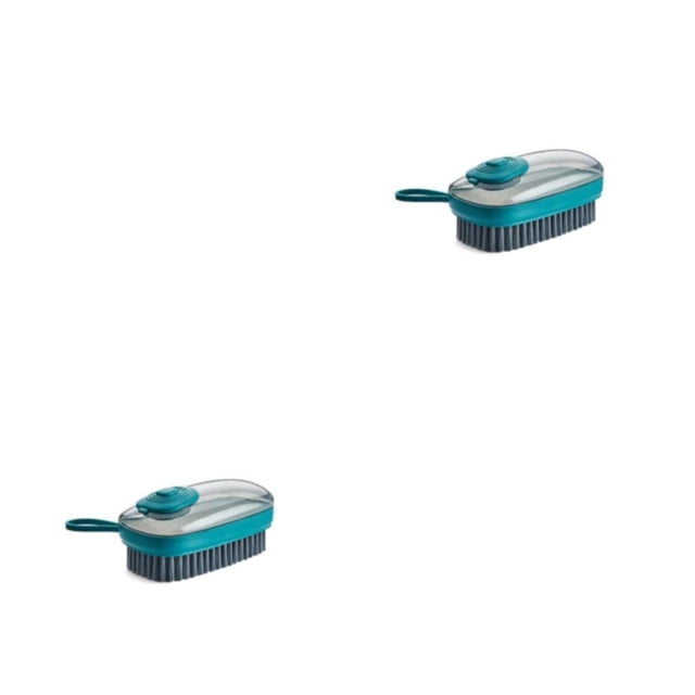 Inteprter Cepillo de limpieza multifuncional Dispensador de jabón líquido liviano Cepillos de lavandería hidráulicos para baño Blackish Verde negruzco 2piezas