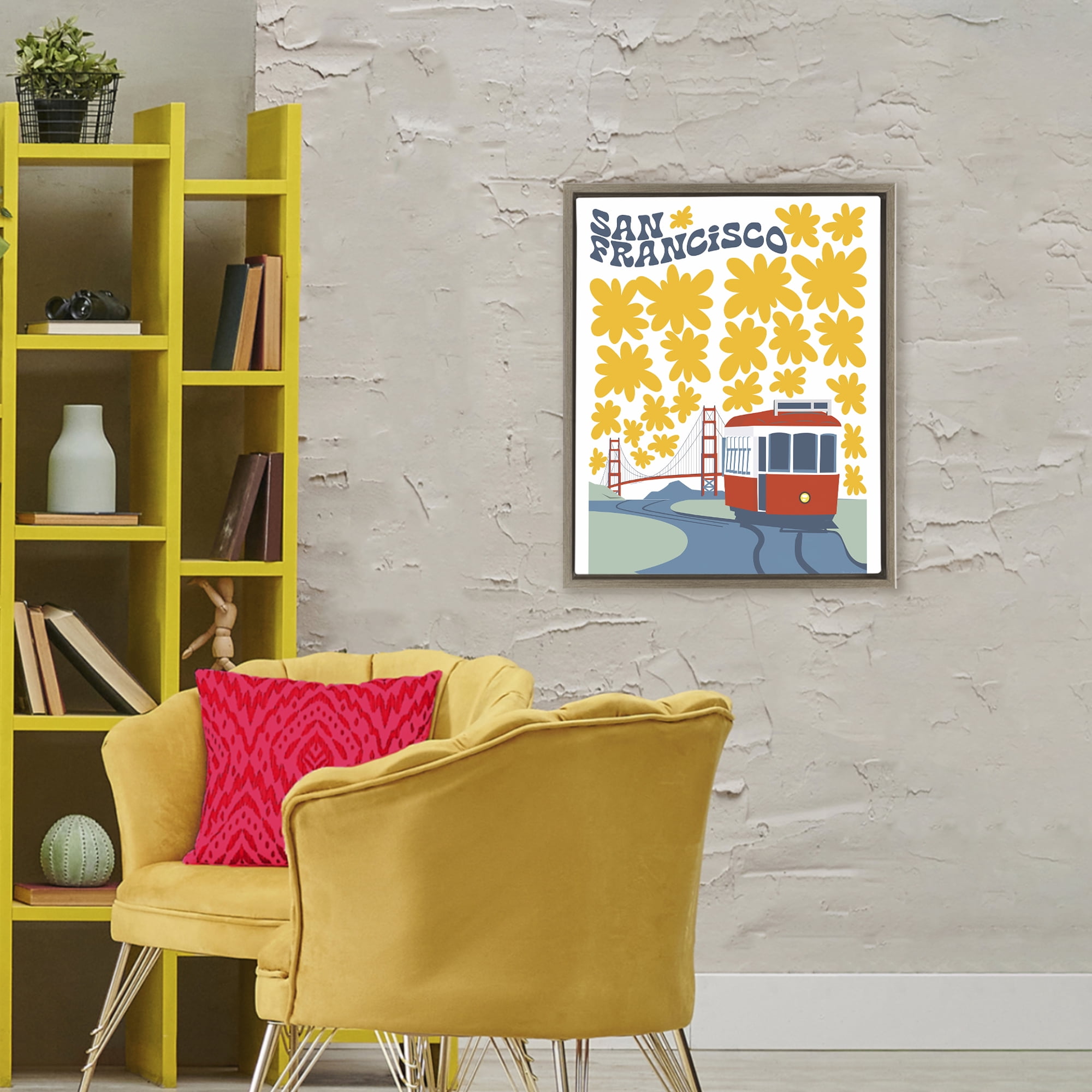 Stupell Industries San Francisco Trolley Brown Framed Floater Canvas Wall Art, design by Omar Escalante