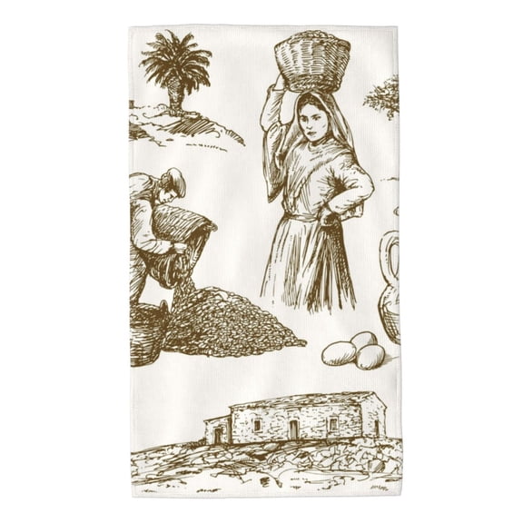 KLL Olive Picking Ultra Absorbent & Soft Hand Towels for Bath, Hand, Face, Gym and Spa-27.5x16in