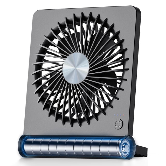 Ventilador de escritorio portátil Koonie de 3 velocidades, recargable por USB, negro