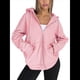 thumbnail image 3 of Sudaderas con Capucha y Cremallera para Mujer, Sudaderas Extragrandes, Conjuntos de Moda Escolar para Otoño, Chaquetas Informales, Ropa de Invierno Rosa XL, 3 of 9