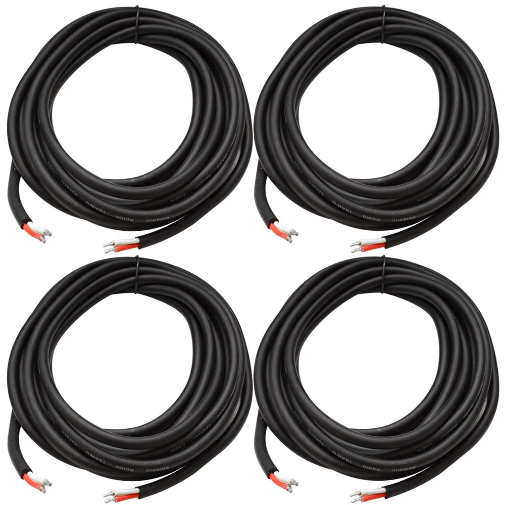 Seismic Audio (4) 15' Raw Wire HOME PA/DJ SPEAKER CABLE Black