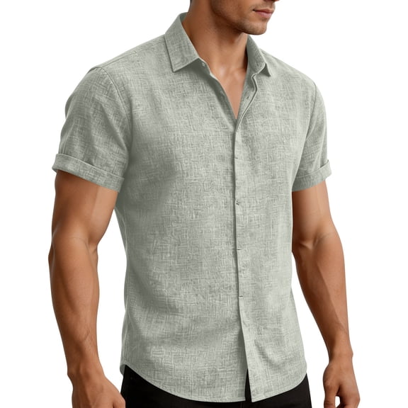 Maean S-3XL Men Big and Tall Shirts Short Sleeve Dressy Shirt Casual Business Button down Tee Tops