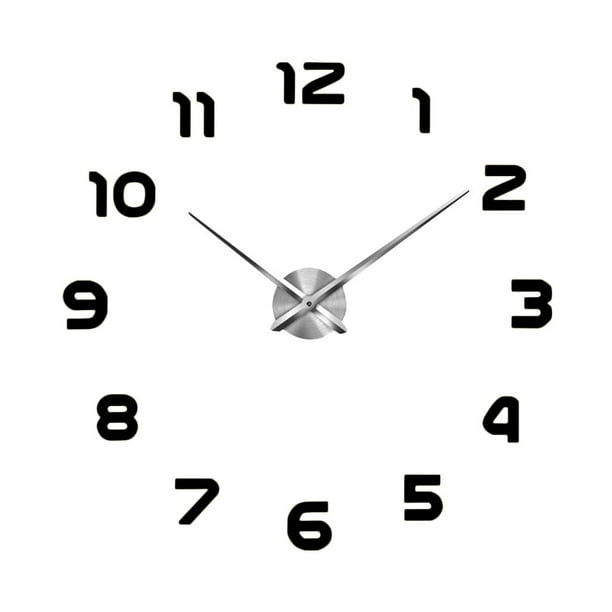 Reloj de Pared Zulema Superficie de Espejo Acrílico 3D Negro Decorativo de Cuarzo