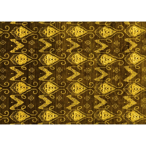 Ahgly Company Machine Washable Indoor Rectangle Abstract Yellow Modern Area Rugs, 3' x 5'