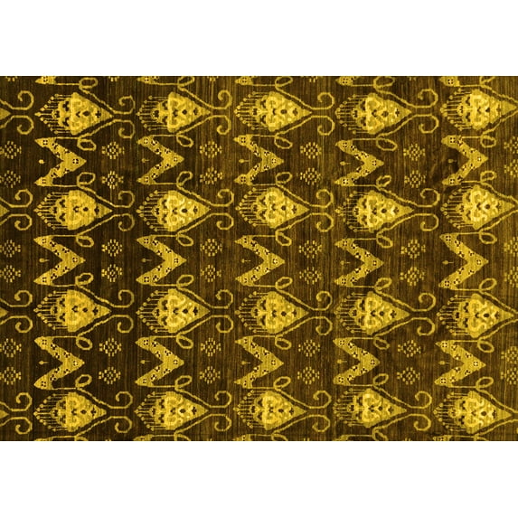 Ahgly Company Machine Washable Indoor Rectangle Abstract Yellow Modern Area Rugs, 2' x 4'