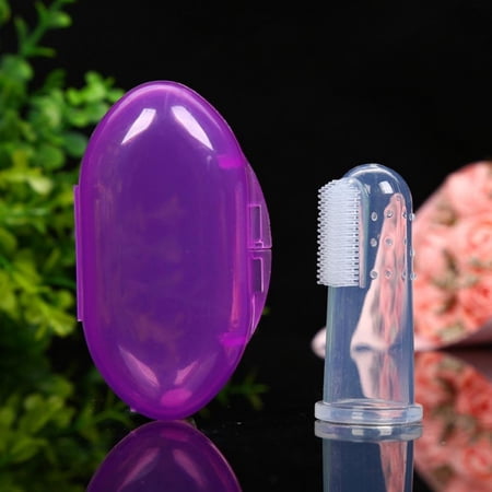 Newborn Baby Finger Toothbrush Soft Silicone Teether Toodler Teeth Massager 1Set