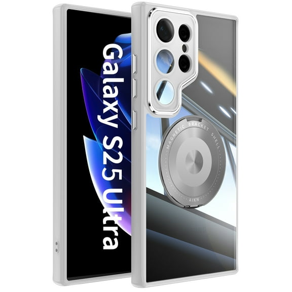 ELEHOLD Case for Samsung Galaxy S25 Ultra, Anti-Drop 360° Stand Case with Lens Protector,Gray