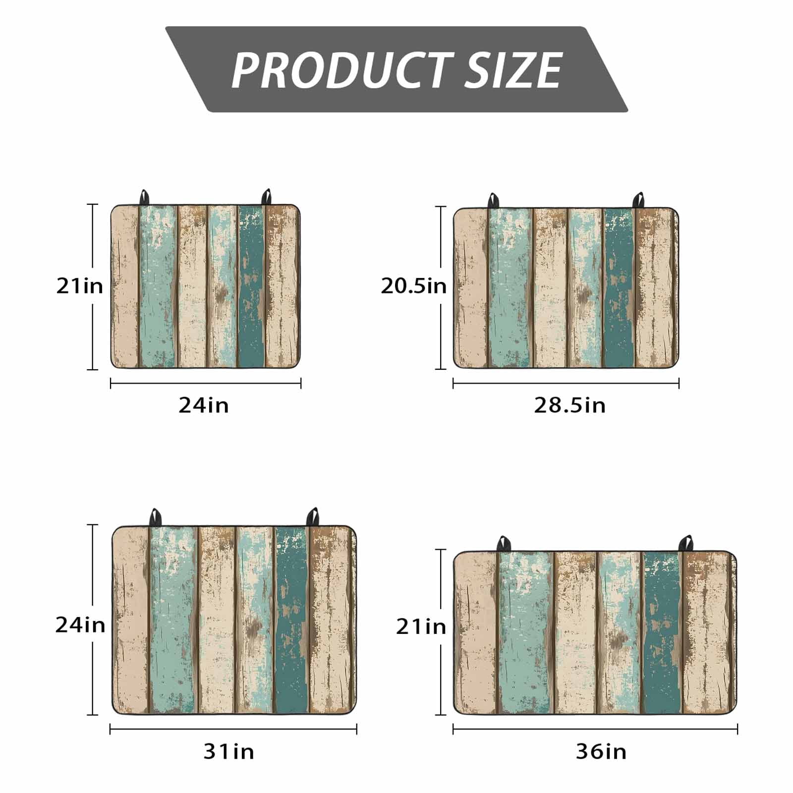 Farmhouse Teal Brown Stove Top Cover for Electric Stove, Heat-proof & Non Slip Glass Top Stove Cover Protector, Vintage Retro Ombre Wooden Kitchen Flat Cooktop Rubber Mat 24x21 Inches