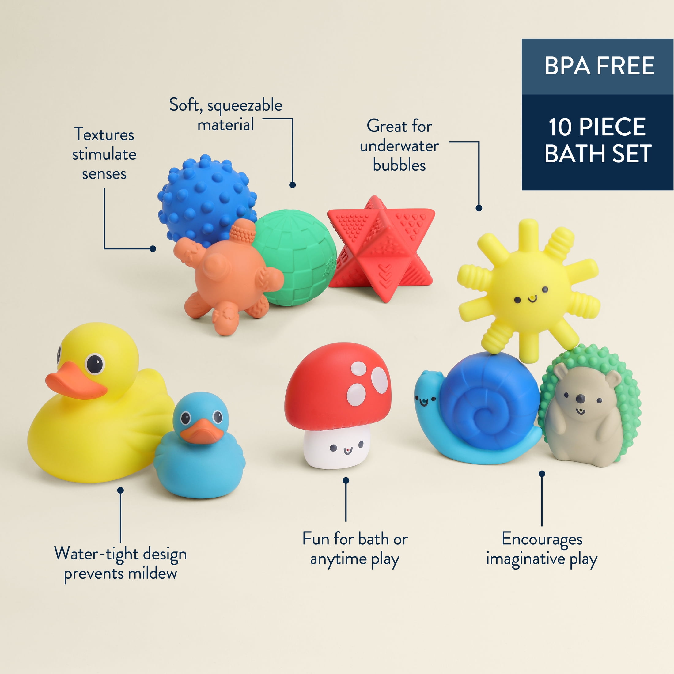 Itzy Ritzy Itzy Splash Gift Set™ 10 piece sensory shapes, squirters and duckies