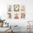 thumbnail image 4 of Wall Art Prints Set of 6, Mid-Century Modern Prints, Neutral Geometric Boho Wall Decor Sun Moon Palm Leaf Beige Green Canvas Artwork, Minimalist Boho Poster Paintings for Bedroom Living Room, 4 of 4