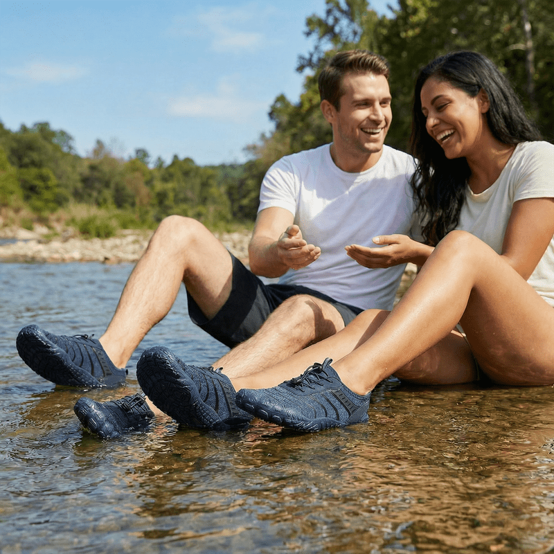 Stepedia Athletic Hiking Water Shoes for Women Men Quick Dry Wide Barefoot Aqua Shoes for Beach Walking Boating, Navy